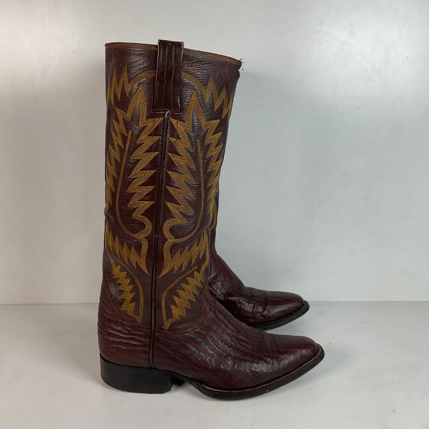 Vintage 1960s Stove Pipe Cowboy Boots 9-9.5 Exotic Shark Skin Custom Made