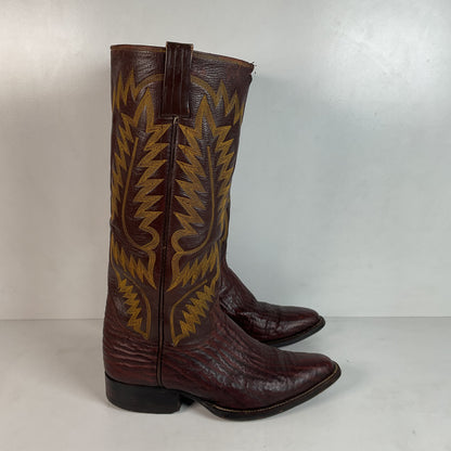Vintage 1960s Stove Pipe Cowboy Boots 9-9.5 Exotic Shark Skin Custom Made