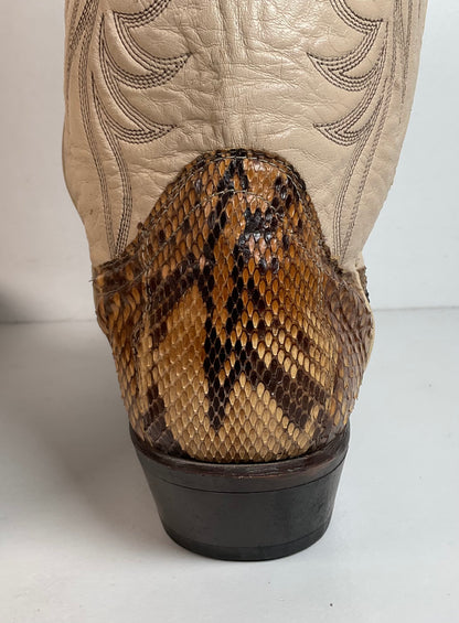 Vintage Laredo Front Cut Python Cowboy Boots 12 D USA Made Snakeskin