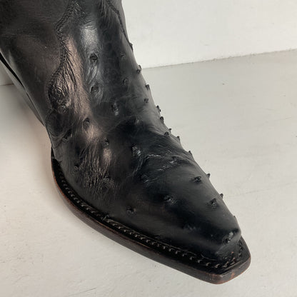 Justin Reba Tall Cowgirl Boots | Black Ostrich Quill | USA Made | 8 B