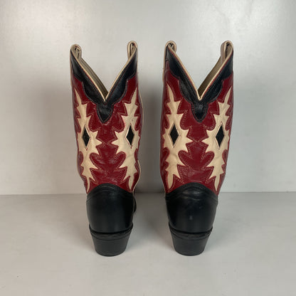 Vintage Dingo Acme Wingtip Cowgirl Boots 7 M USA Made Tooled Inlay