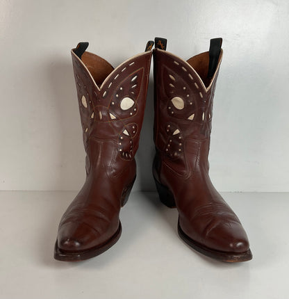 1940s Men’s Goding Pee Wee Cowboy Boots 10.5 D Butterfly Inlay