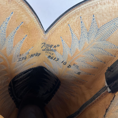 Vintage Tony Lama Gold Label Elephant Boots 10 D USA Made Exotic