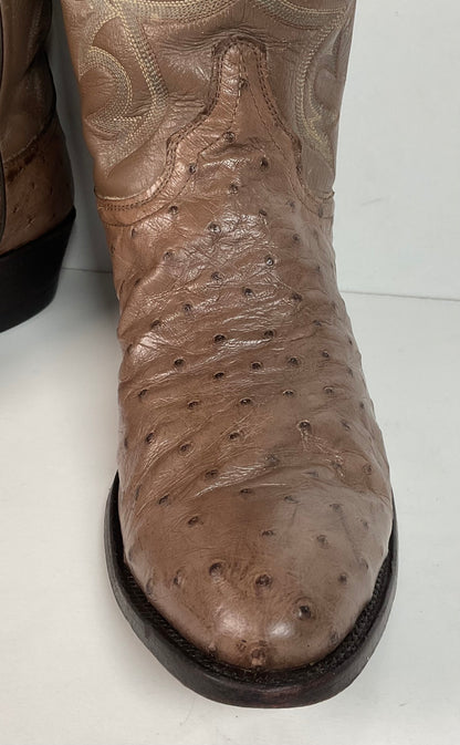Justin Full Ostrich Quill Cowboy Boots 10 E USA Made Exotic