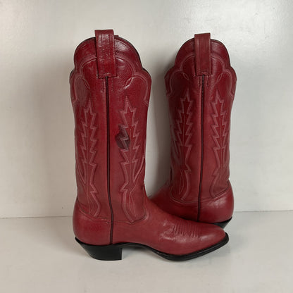 Vintage Panhandle Slim Red Cowgirl Boots 6.5 B Hand Crafted