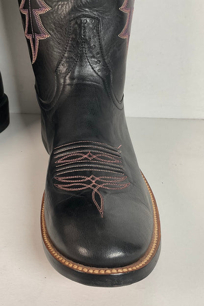 Rios of Mercedes Cowboy Boots Men’s 9.5 B (Narrow) Black Buffalo Calf