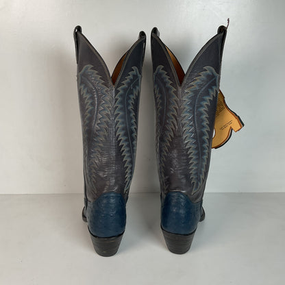 Vintage Justin Ostrich Quill Cowgirl Boots | USA Made | Royal Blue | Women’s 6.5 B