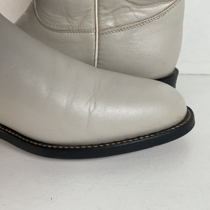 Justin Pearl White Roper Boots 8 C USA Made