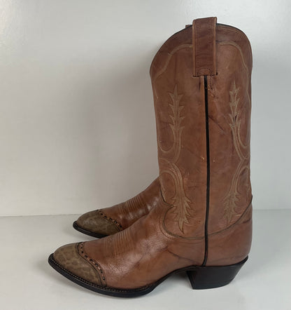 Vintage Tony Lama Elephant Wingtip Cowboy Boots | Gold Label | Exotic | Men’s 9 EE