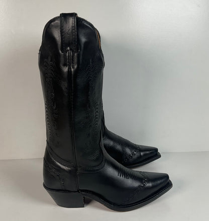 Boulet Cowgirl Boots | Black Torino Calf | Wingtip Triad | Women’s 6 C