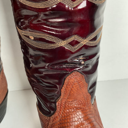 Vintage Tony Lama Teju Lizard Cowgirl Boots | Patent Leather | 6 C | Women’s 7