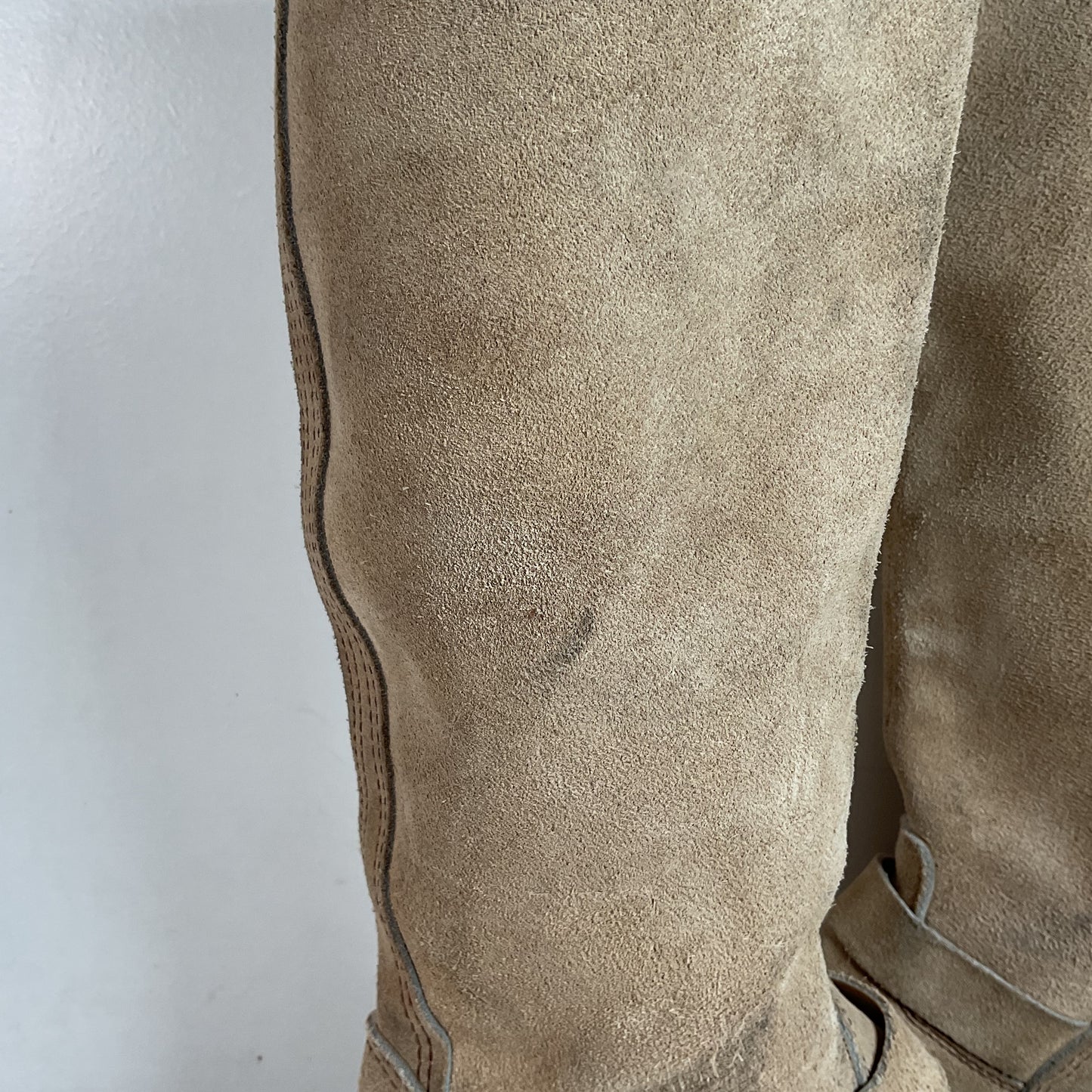 Vintage Georgia Tall Suede Harness Boots 9 M USA Made Soft Toe