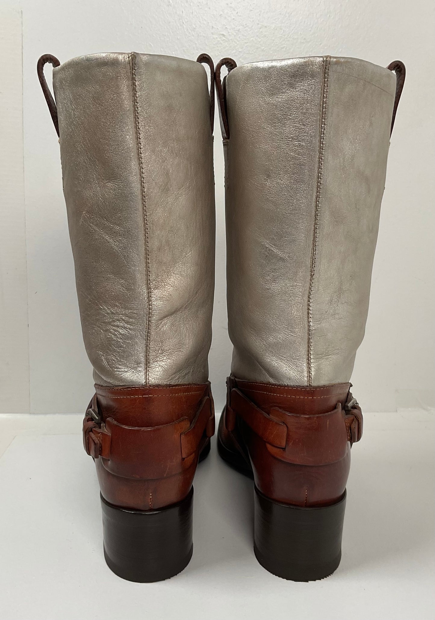 Ralph Lauren Purple Label Riding Boots 7.5 B Harness Metallic