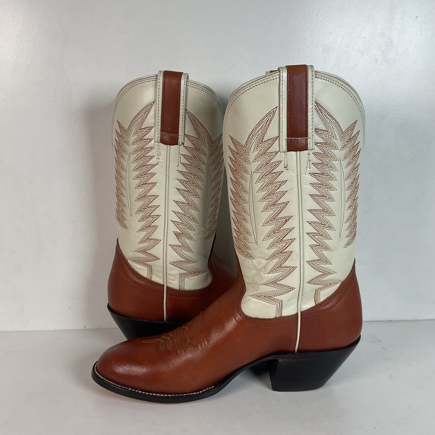 Hondo Calfskin Leather Cowgirl Boots 10 B White Upper