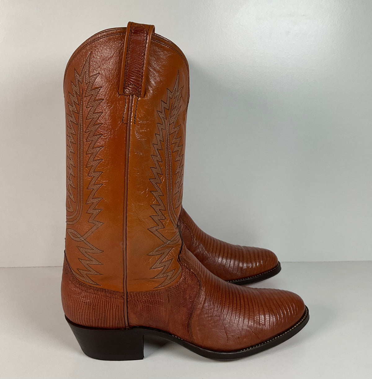 Vintage Dan Post Teju Lizard Cowboy Boots | Peanut Brittle | Men’s 10 D