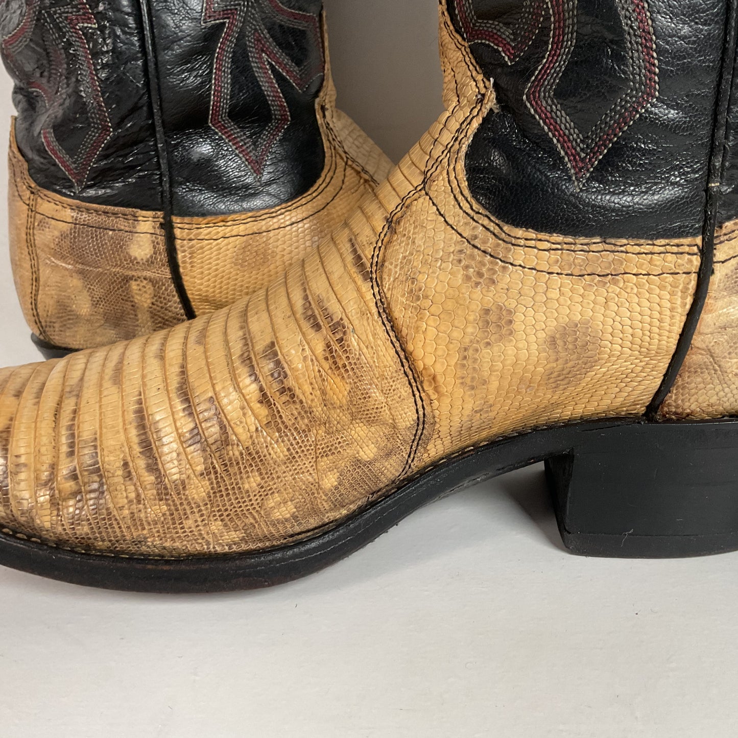 Vintage Dan Post Teju Lizard Cowbpy Boots | Natural Cut | USA Made | Men’s 7.5 D