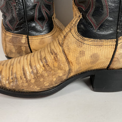 Vintage Dan Post Teju Lizard Cowbpy Boots | Natural Cut | USA Made | Men’s 7.5 D