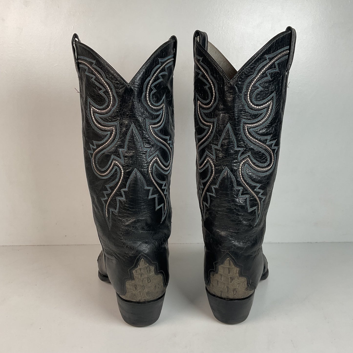 Vintage Larry Mahan Hornback Lizard Cowboy Boots 9.5 D Triad Thrashed HBL