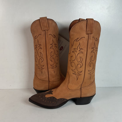 Nocona Wildebeest Wingtip Cowboy Boots Men’s 8.5 D USA Made Exotic Suede