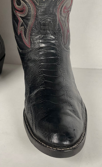 Vintage Panhandle Slim Ostrich Leg Cowboy Boots | Exotic | Black | Men’s 12 D