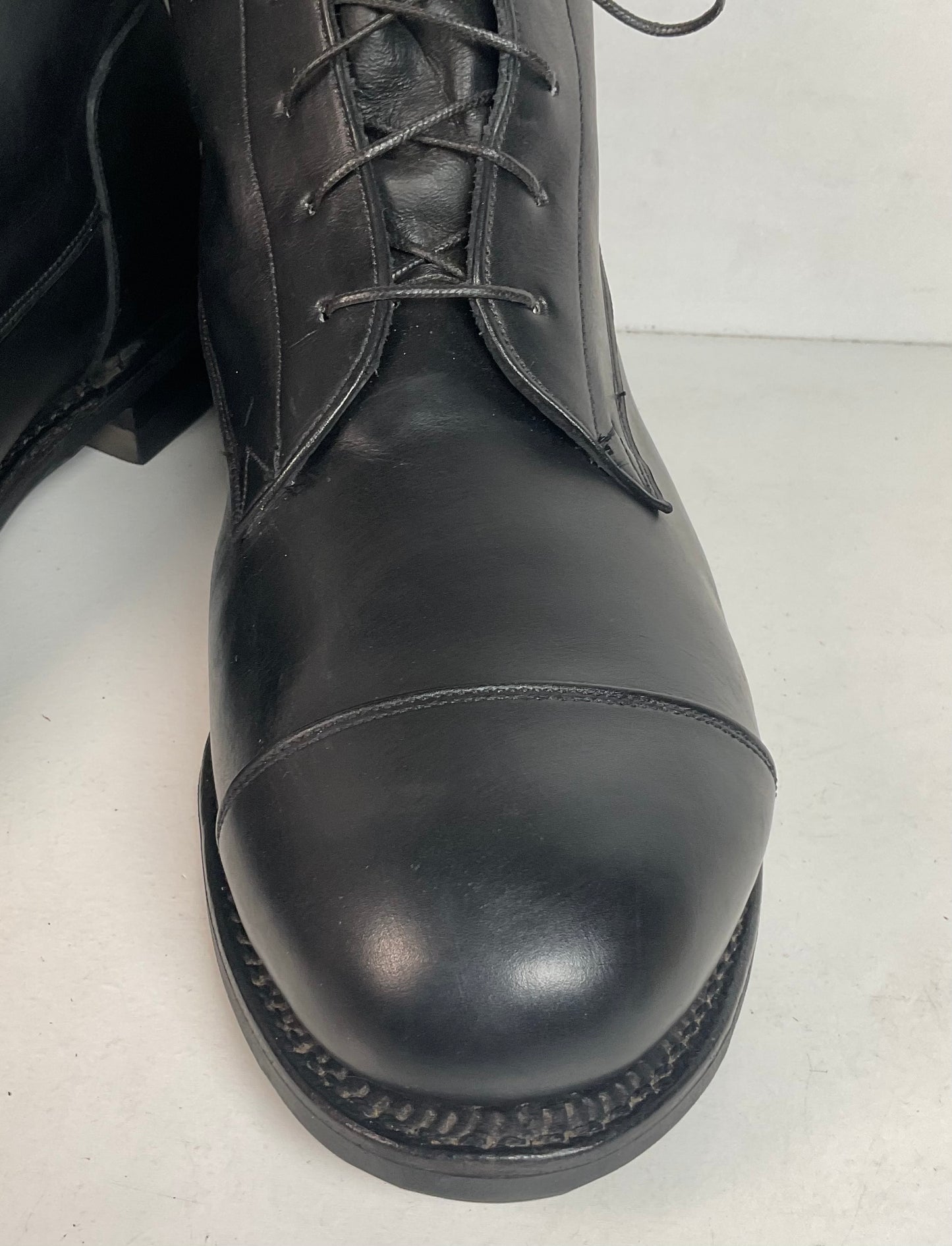 Dehner Laced Jodhpur Riding Shoe | Black Calfskin | Cap Toe | Men’s 10 E