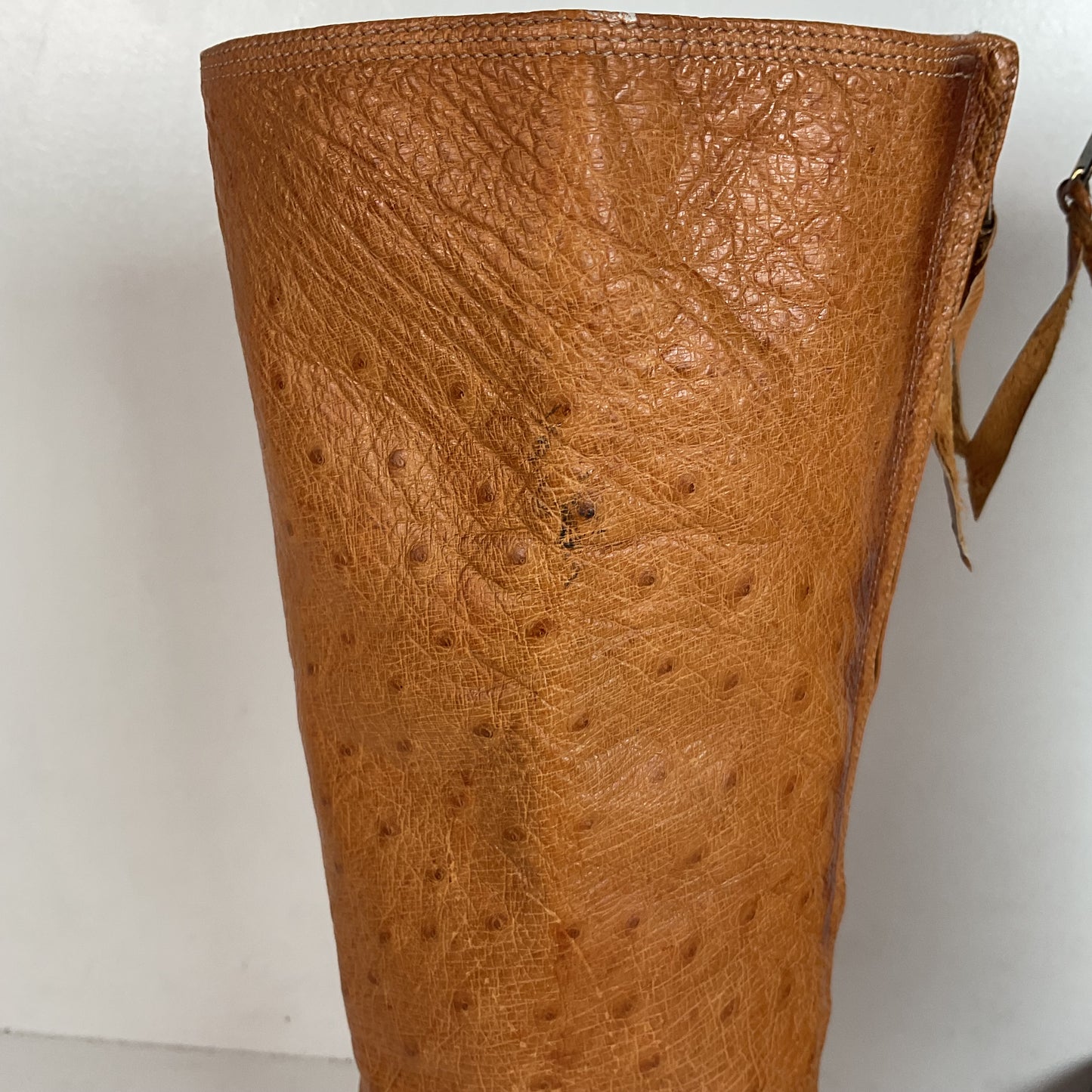 Custom Tall Ostrich Quill Riding Boots 7.5-8 Exotic Cowgirl
