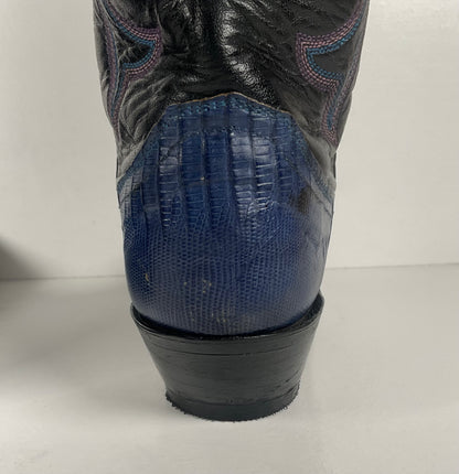 Vintage Justin Teju Lizard Cowgirl Boots | USA Made | Blue | Women’s 6.5 B