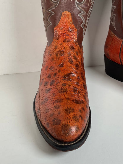 Vintage Longhorn Cowboy Boots | Exotic Wolf Fish | Men’s 9.5 D