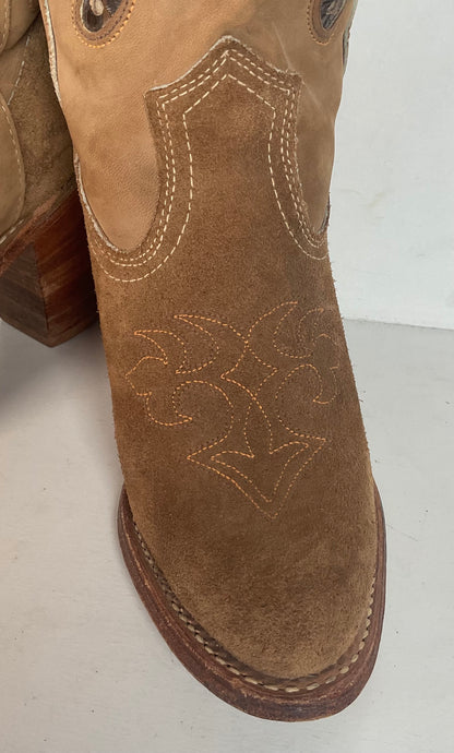 Vintage Miss Capezio Butterfly Inlay Cowgirl Boots 6.5 M USA Rough Out Suede
