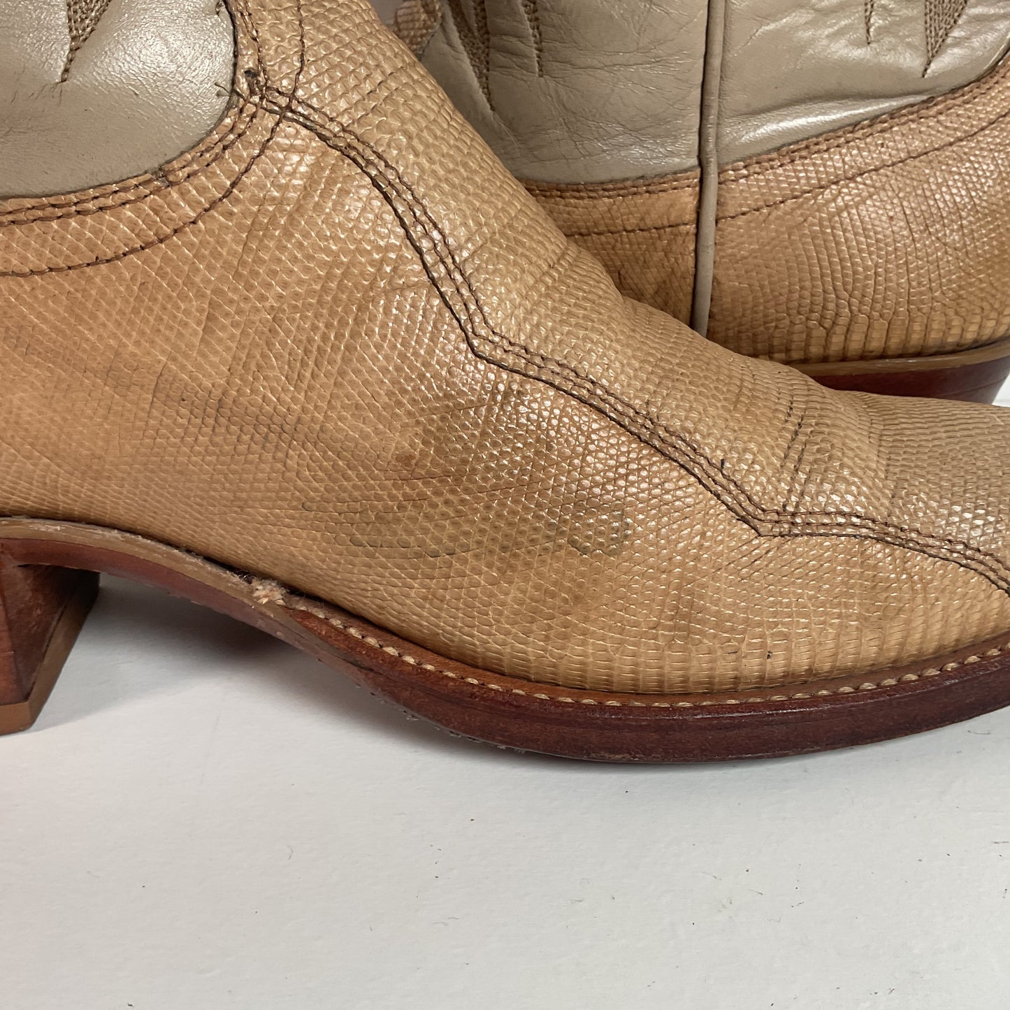 Vintage Dan Post Monitor Lizard Cowboy Boots | Golden Spur Collection | Blonde | 10 D