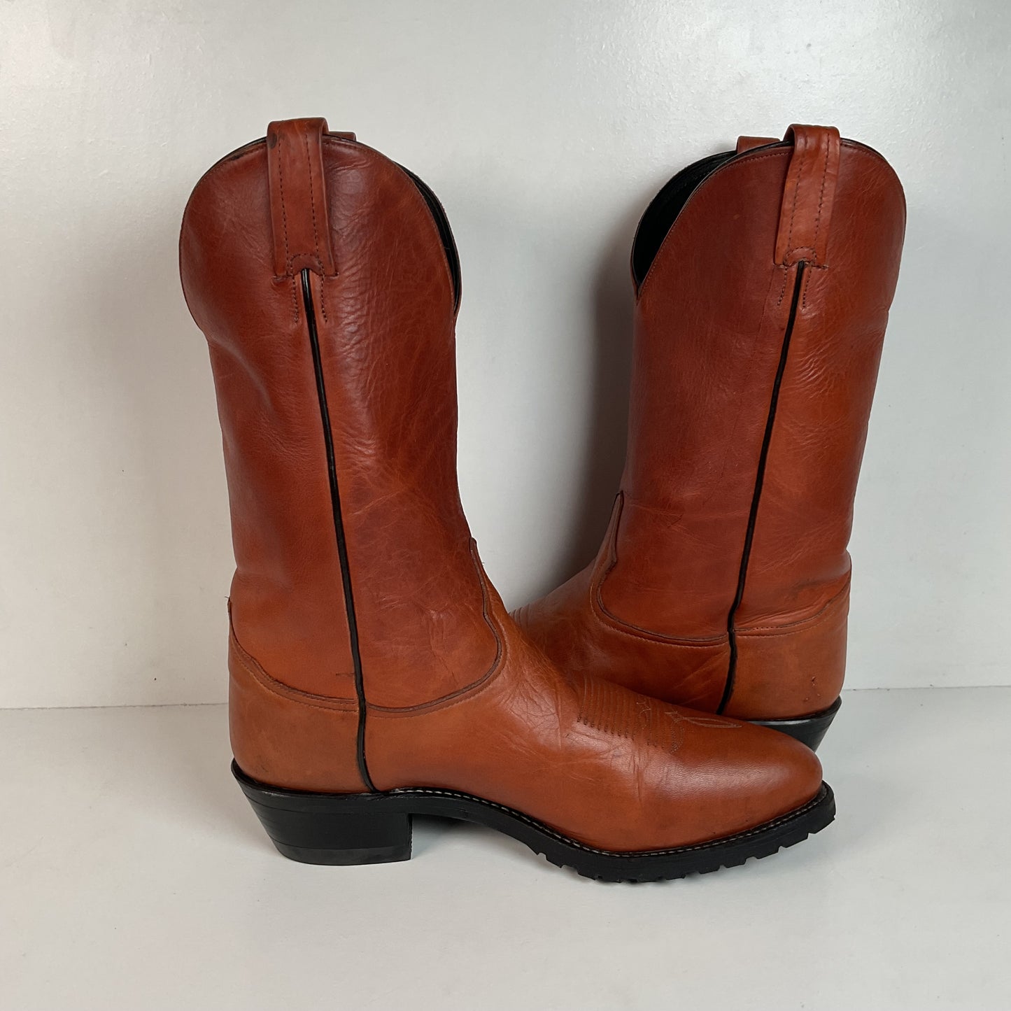 Tony Lama Classic Brown Cowboy Boots | Vibram Lug | 12 D