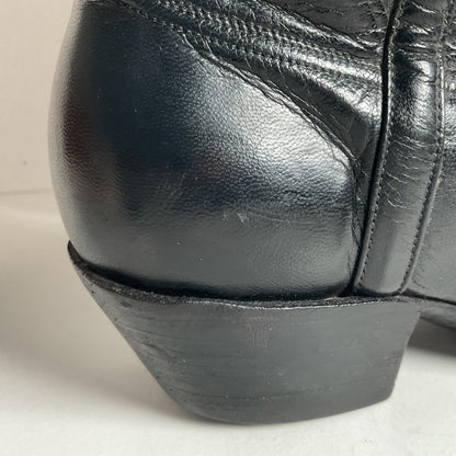 Vintage Lucchese Tall Cowgirl Boots 7 B USA Made Black Calf Skin