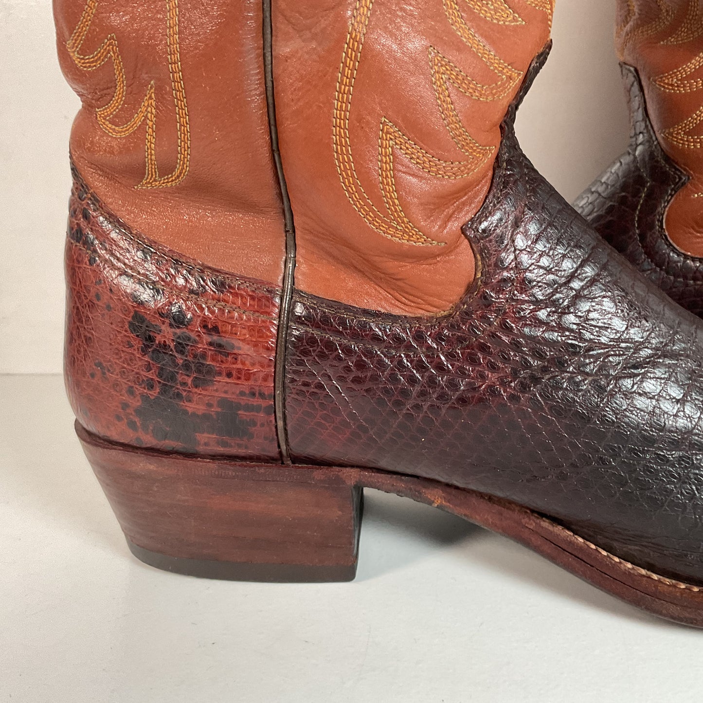 Vintage W.B. Masterson Wrangler Cowboy Boots 12 B (Narrow) Dress Lizard Cut