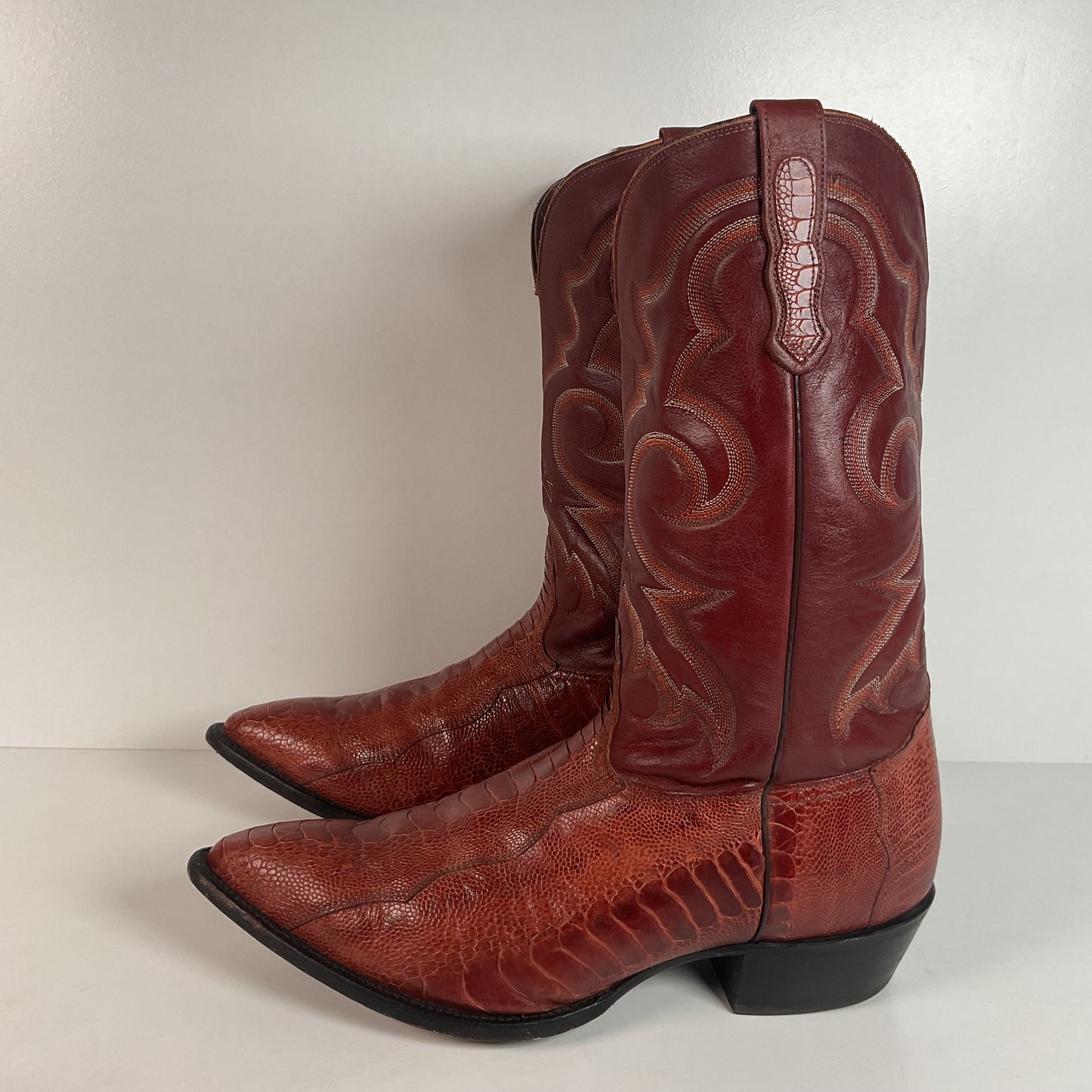 Vintage Nocona Ostrich Leg Cowboy Boots | Exotic | USA Made | Men’s 15 EE