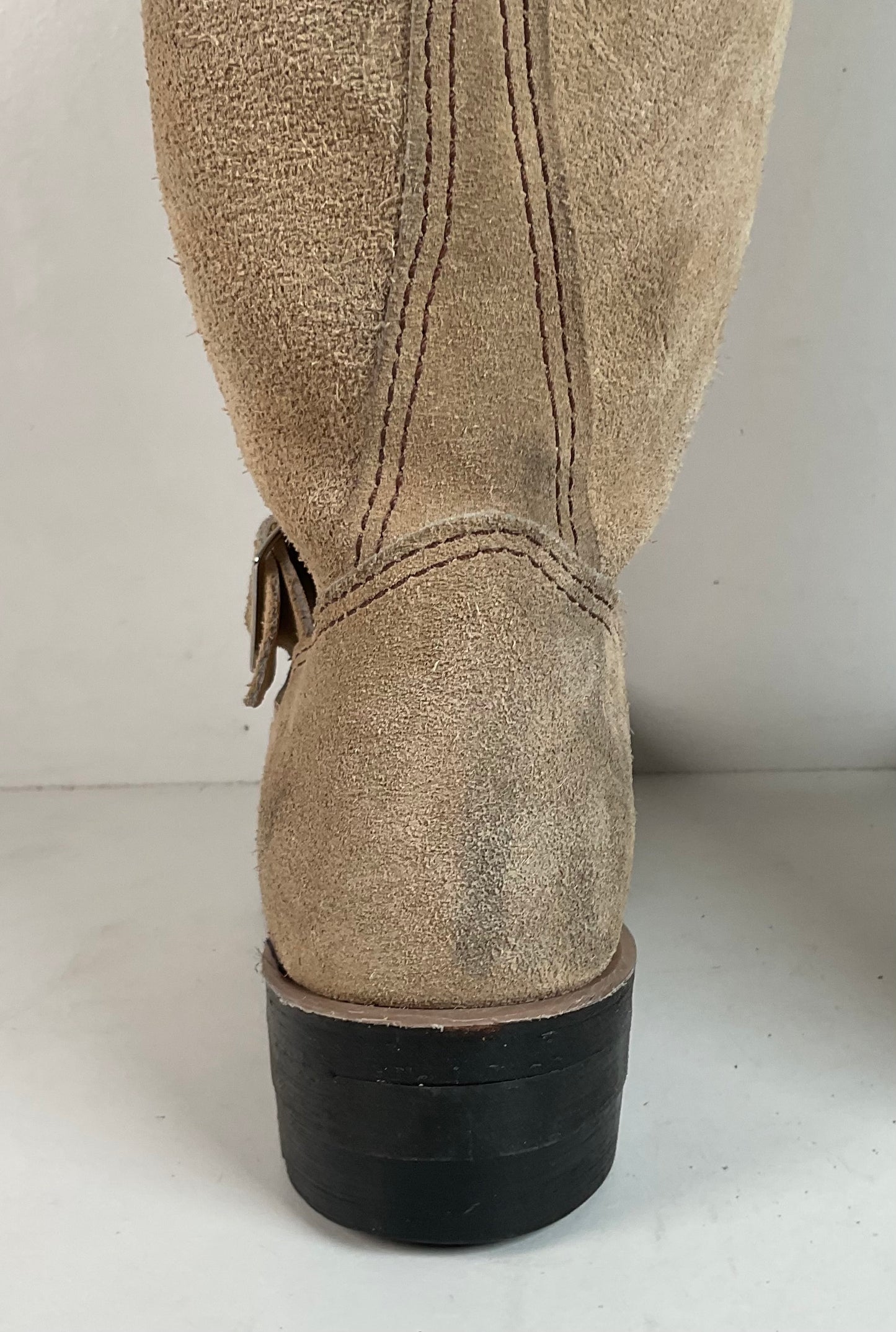 Vintage Georgia Tall Suede Harness Boots 9 M USA Made Soft Toe