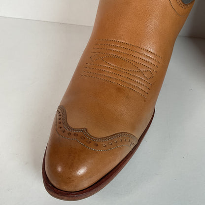Vintage Justin Women’s Flower Cowgirl Boots | Tooled Inlay | USA Made | 8 B
