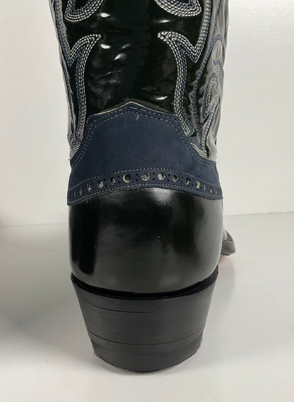 Vintage Justin Algonquin Toe Cowboy Boots | Royal Blue | Patent Leather | 12 EE