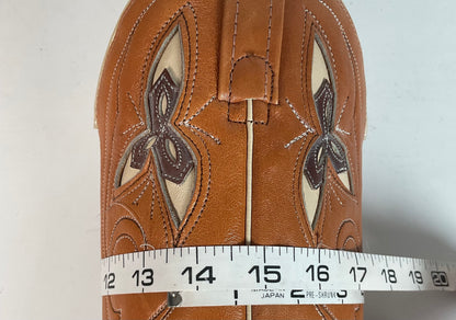 Vintage 1970s Acme Tooled Flower Inlay Cowgirl Boots 6.5 M USA Made