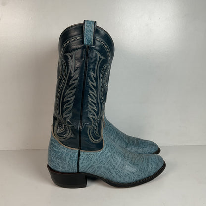 Vintage Tony Lama Blue Antelope Cowboy Boots 10.5 D Exotic Gold Label