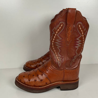 Lucchese 2000 Ostrich Quill Roper Boots | Crepe Sole | Exotic | Women’s 7.5 C