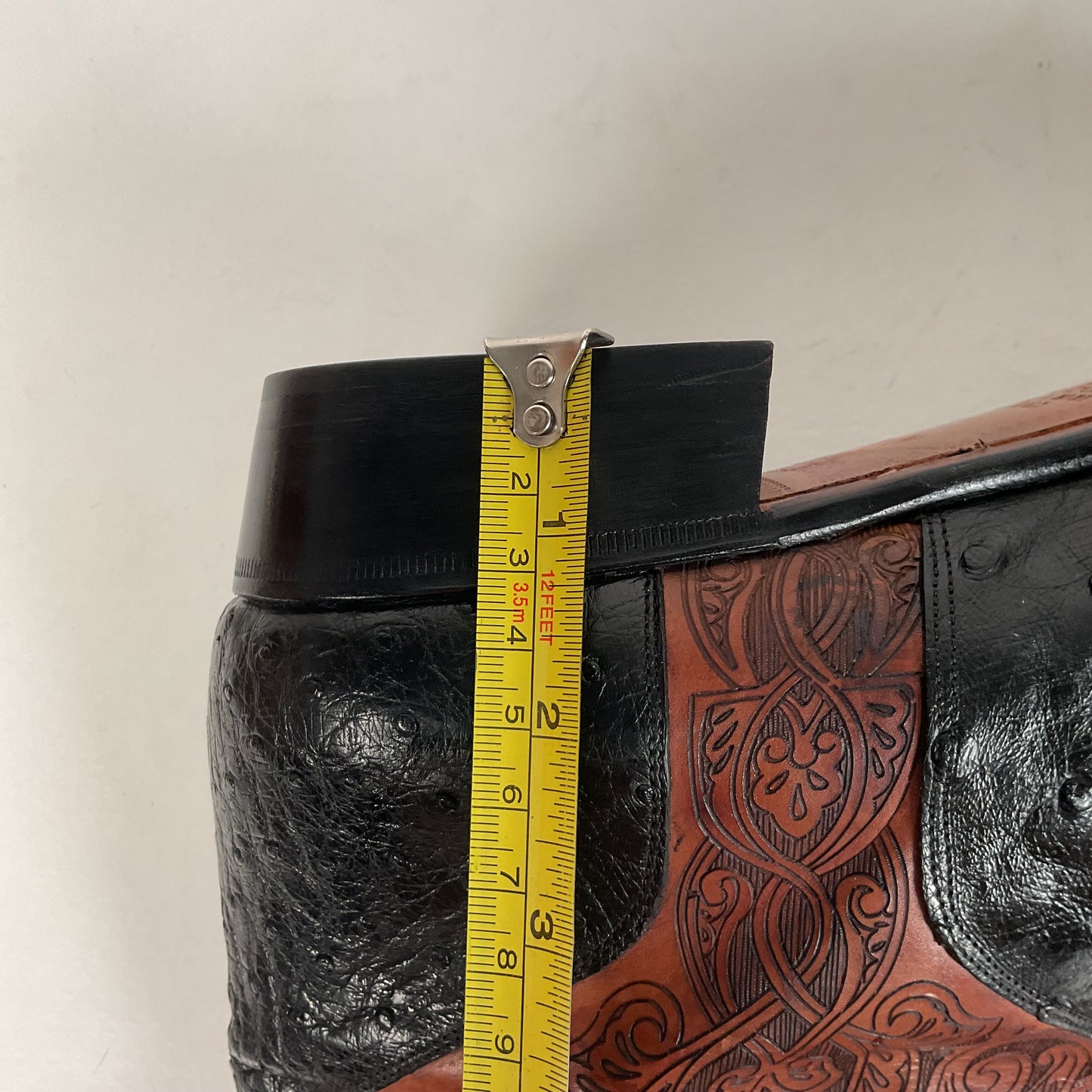 Vintage Lorenzo Banfi Ostrich Quill Bucket Boots | Tooled | Exotic | Men’s 9 M