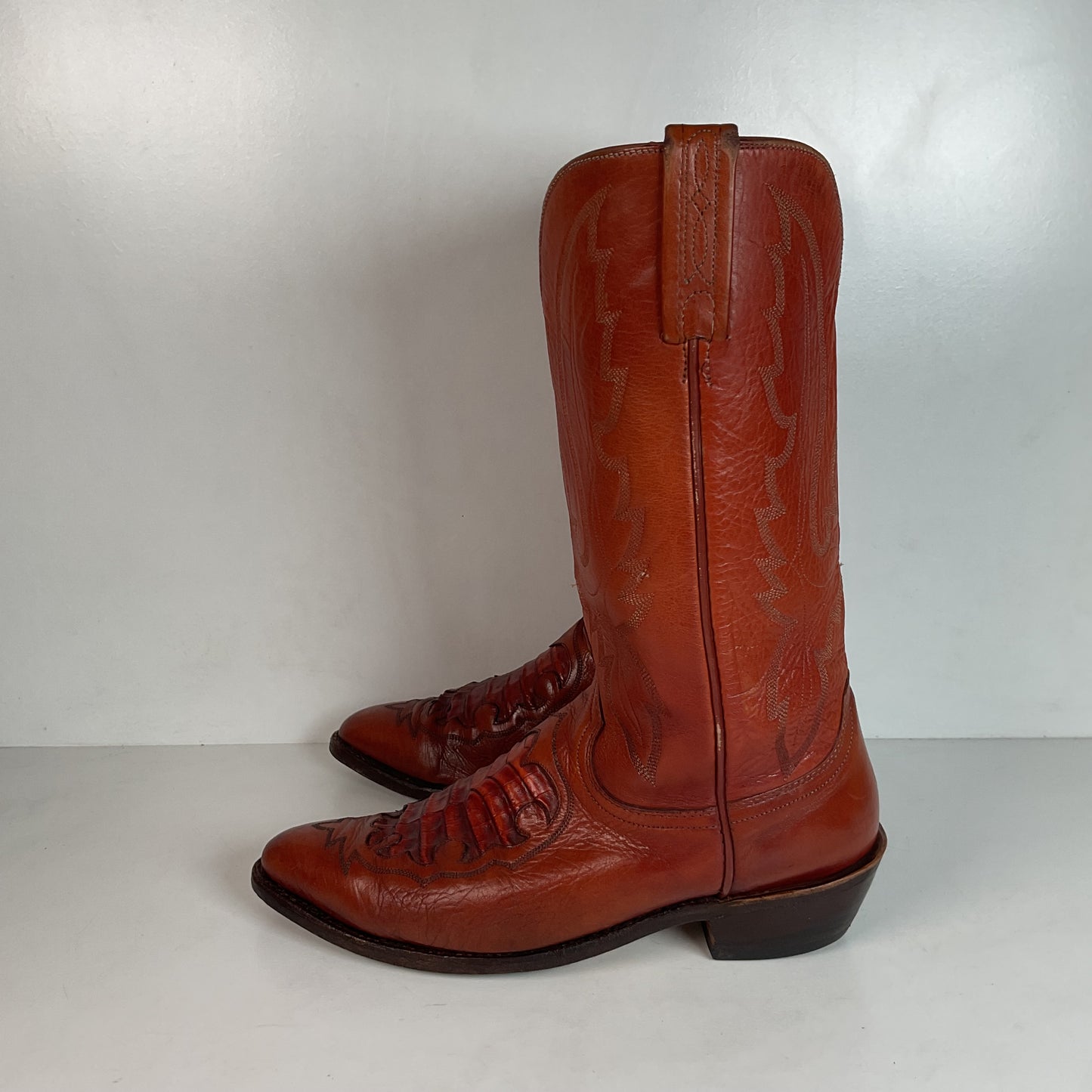 Lucchese 1883 Caiman Crocodile Inlay Cowboy Boots 9 D Exotic