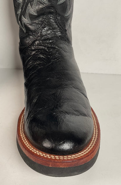 Justin Tekno Crepe | Smooth Ostrich Roper Boots | Exotic | USA Made | Men’s 10 D
