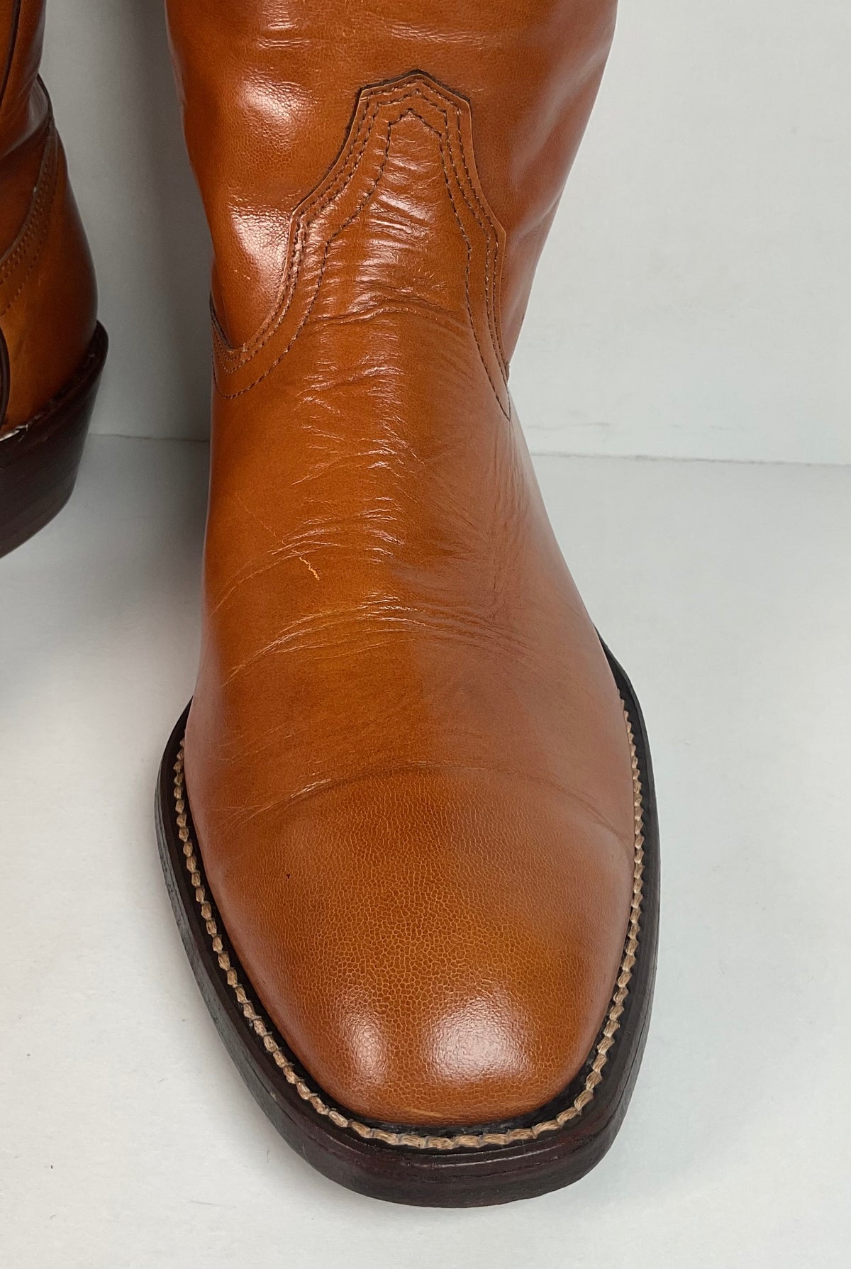 Vintage Frye Cowboy Boots | Burnished Brown Calf | French Toe | Men’s 10.5 D