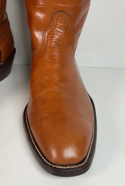 Vintage Frye Cowboy Boots | Burnished Brown Calf | French Toe | Men’s 10.5 D