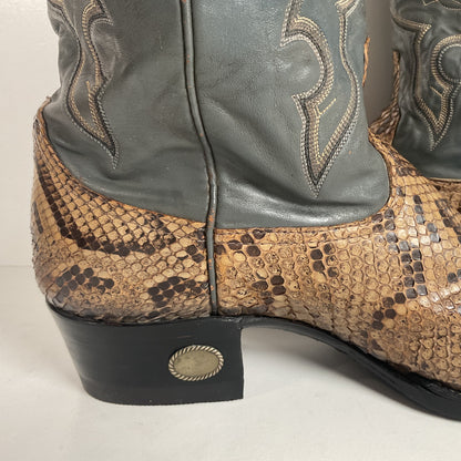 Vintage Larry Mahan Python Snakeskin Cowboy Boots | Reticulated | Men’s 12 D