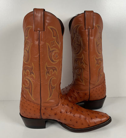 Justin Full Ostrich Quill Cowboy Boots | Exotic | USA Made | Men’s 10 D