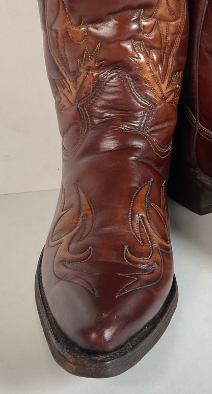 Vintage Texas Brand Thunderbid Cowboy Boots 9.5 D Rising Pheonix USA Made