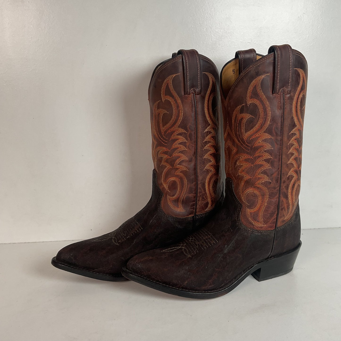 Tony Lama Men’s Vintage Chocolate Elephant Cowboy Boots 8.5 D USA Made Exotic