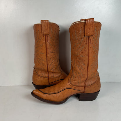 Vintage 1960s Nocona “The Astro” Cowboy Boots 9 D Full Ostrich Calf Exotic